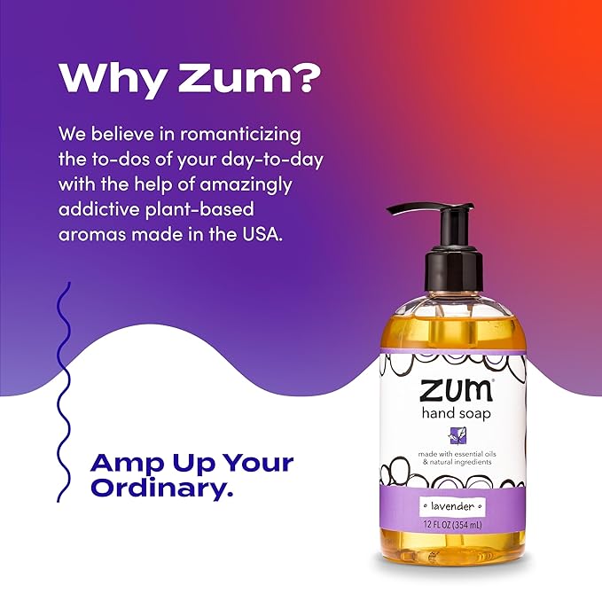 Zum Indigo Wild Hand Soap - Natural Liquid Hand Soap - for Bathroom & Kitchen - Lavender Scent - 12 oz (4 Pack)