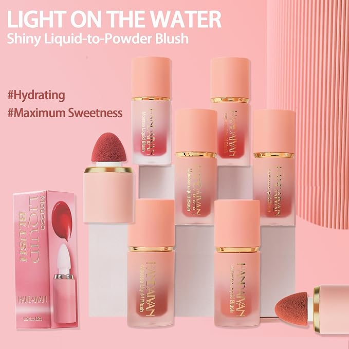 AKARY Mousse Liquid Blush, Soft Cream Makeup Blush, Cheek Tint(05#Chocolate)