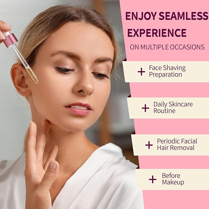 Dermaplaning Kit, Rose & Vitamin E Oil, Shave Oil with Dermaplaning Tools for Women, Facial Razor, Eyebrow Razor, Softens Area Pre Shave & After Shave