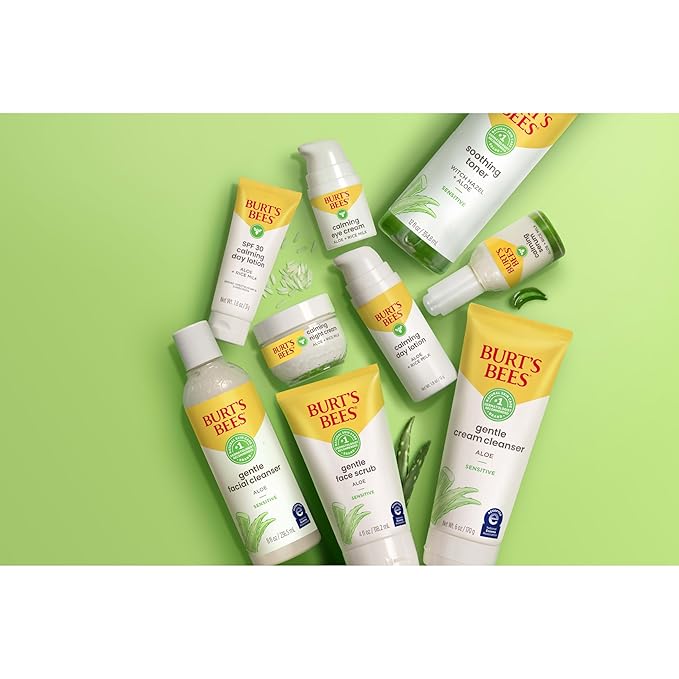 Burt's Bees Calming Day Face Lotion With Aloe and Rice Milk, Soothing Face Lotion for Sensitive Skin, 98.9 Percent Natural Origin Skin Care, 1.8 oz. Bottle