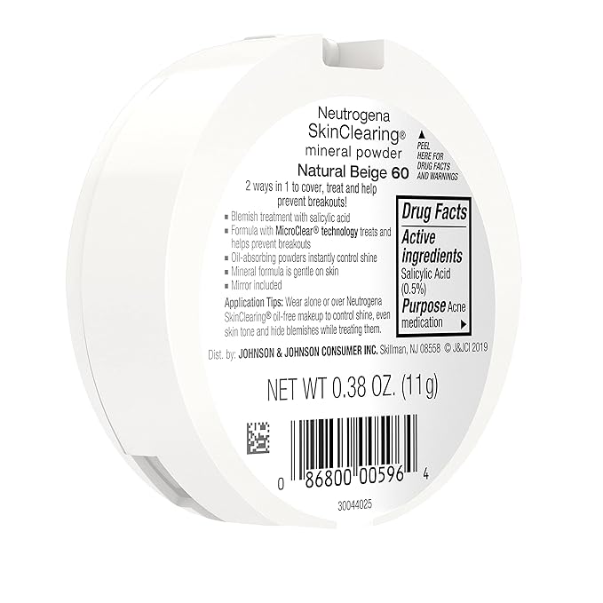 Neutrogena SkinClearing Mineral Acne-Concealing Pressed Powder Compact, Shine-Free 38 oz