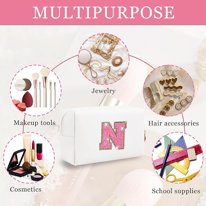 Personalized initial letter makeup bag,