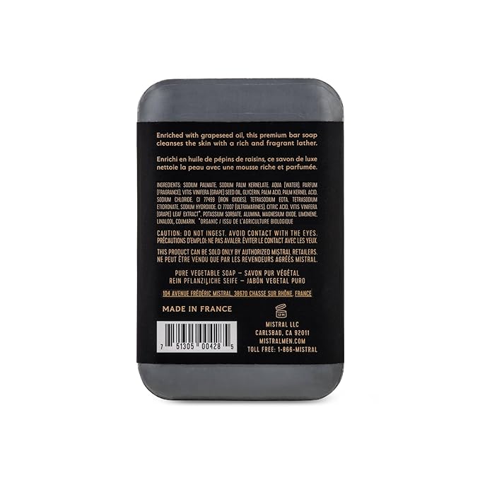Mistral Bar Soap, Black Amber, Large Bar