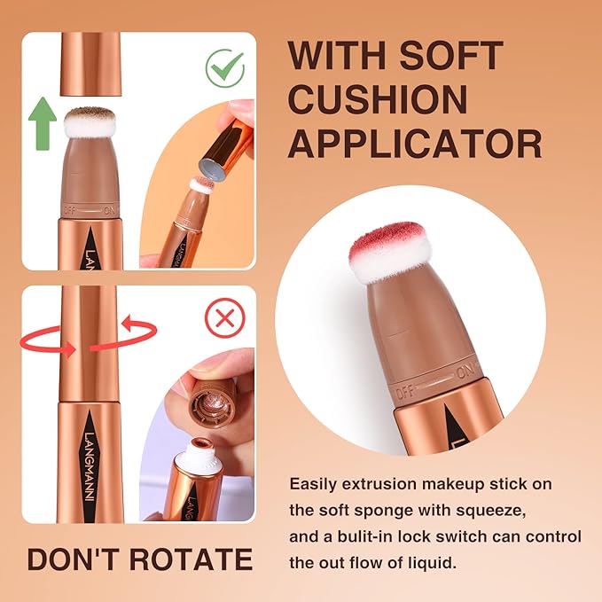 LANGMANNI Liquid Contour Beauty Wand, Face Concealer Contouring,Highlighter,Blusher Blush+#05 Highlighter)