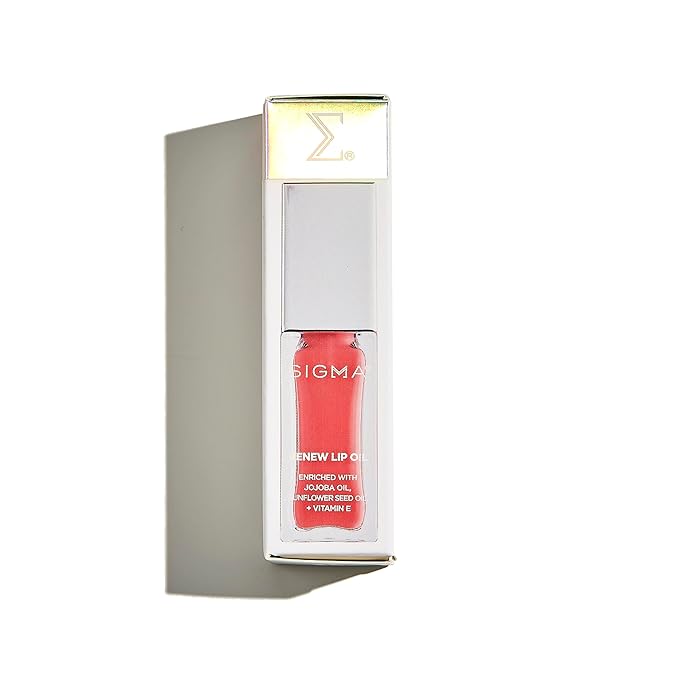 Sigma Beauty Renew Lip Oil – Tinted Lip Oil with Luxurious High-Shine Color and Long Lasting Hydration for Soft, Supple Lips, Non Sticky Lip Oil w/Nourishing Antioxidants (Tranquil, Fresh Pink Sheen)