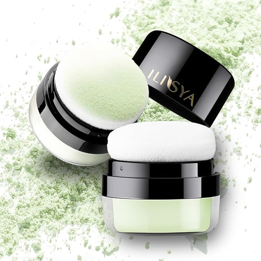 Setting Powder Lightweight Loose Powder Finishing Powder Long-Lasting Green/Translucent)-2 Boxes