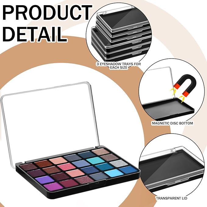 6 Pcs Empty Magnetic Makeup Palette with Clear