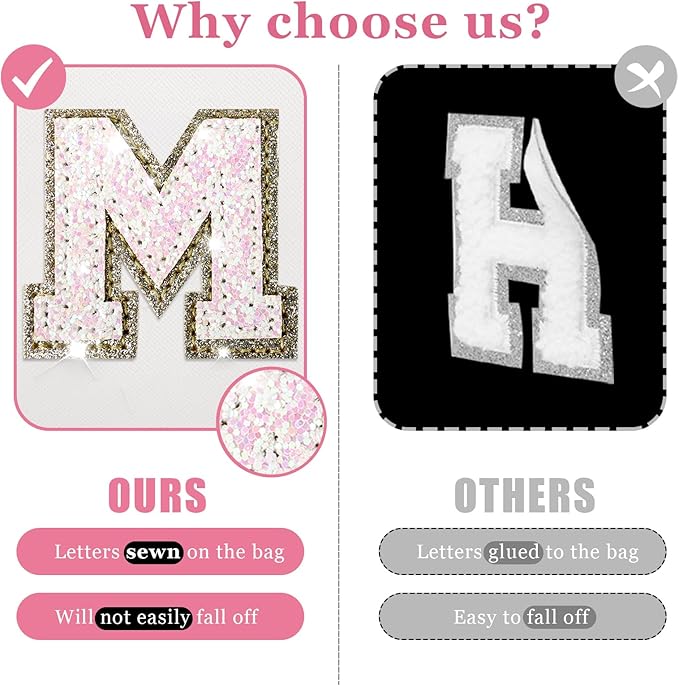 Initial letter patch makeup bag,