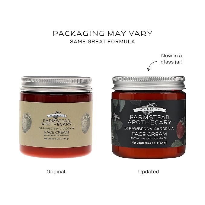 Farmstead Apothecary 100% Natural Anti-Aging Face Cream with Jojoba Oil, 4 oz (Strawberry Gardenia)