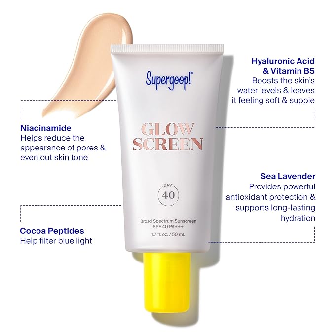 Supergoop! Glowscreen (SPF 40) - 0.5 fl oz, Pack of 2 - Glowy Primer + Broad Spectrum Tinted Sunscreen - Helps Filter Blue Light - Hydration - Hyaluronic Acid & Vitamin B5