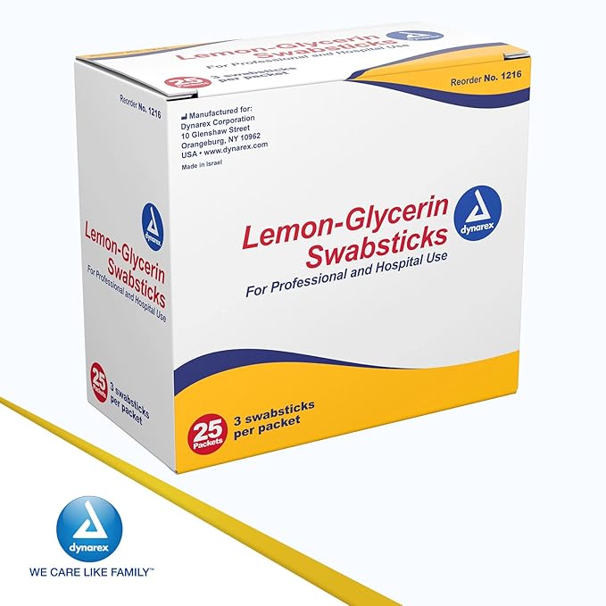 Dynarex lemon-glycerin swabsticks, pleasant tasting