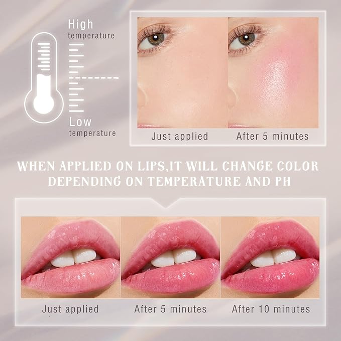 Color Changing Blush Stick for Cheeks Makeup,Clear Blush Natural Lightweight