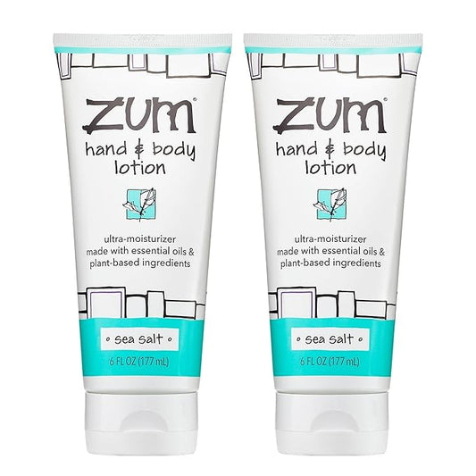 Zum Indigo Wild Hand & Body Lotion - Natural Hand Lotion for Dry Hands - Body Lotion for Women & Men - Body Moisturizers Include Shea Butter, Jojoba Oil & More - Sea Salt Scent - 6 fl oz (2 Pack)