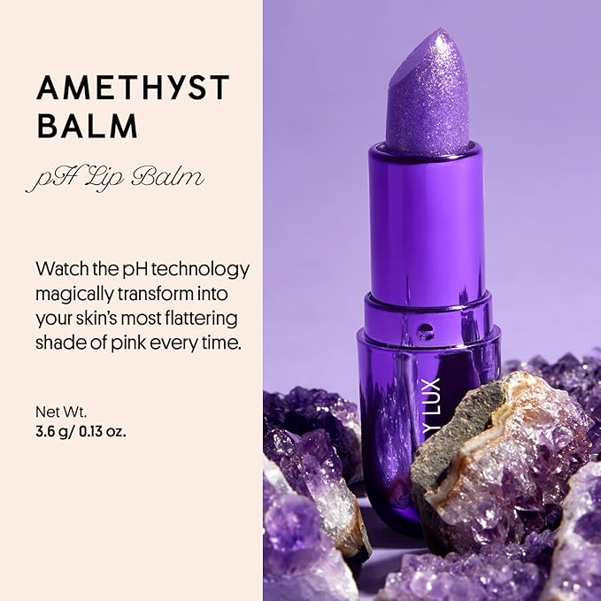 Winky Lux Glimmer Balm, pH Lip Balm, Color Changing Lipstick and Tinted, Vegan & Cruelty Free Lip Balm, Hydrate & Plump, Sheer Purple Pink Lipstick, Amethyst