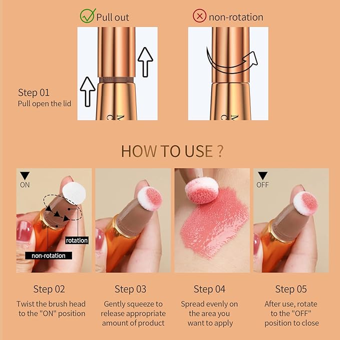 Liquid Contour Beauty Wand, Cream Highlighter Makeup Stick,Smooth Stick, Cruelty-free(02+05)