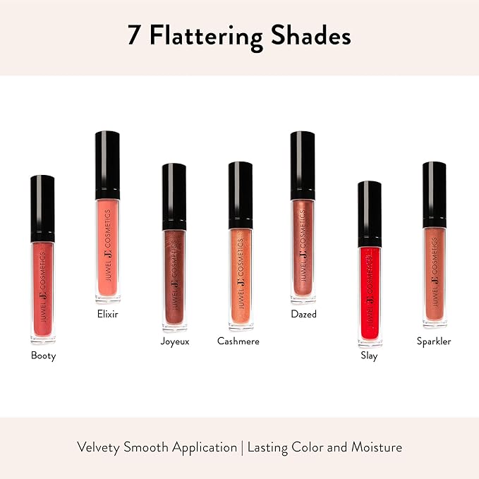 Juwel Cosmetics Ultra Lip Gloss, Gloss for Dry Lips, High Shine, Smooth Finish Moisturizing Lip Gloss with Beeswax, Castor Oil and Vitamin E, Vegan, Talc-free, Cashmere