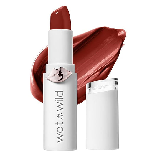 wet n wild Mega Last High-Shine Lipstick Lip Color, Infused with Seed Oils For a Nourishing High-Shine, Buildable & Blendable Creamy Color, Cruelty-Free & Vegan - Crimson Crime