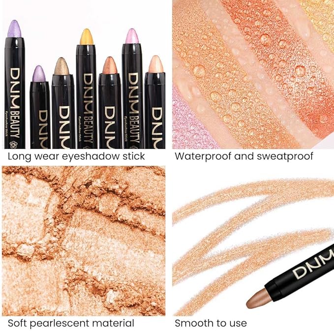 evpct 2Pcs Cream Eyeshadow Sticks Set for Eyes Beige Gold & Bronze Gold Shimmer Eye Crayon Shadow Brightener Stick Pencil Pen Bulk sombras en crema para ojos 05+15