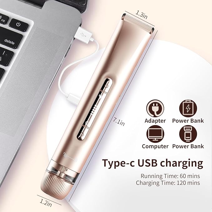 2025 New 2-in-1 Electric Shaver & Bikini Trimmer for Women & Womens Electric Razor, IPX7 Waterproof Wet&Dry Body Hair Remover for Face Legs Underarms, Dual Head Rechargeable Razor(Rose Gold)