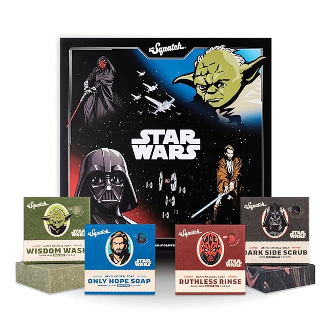 Dr. Squatch Star Wars Soap Collection Episode 1 with Collector’s Box - Men’s Natural 4 Pack Bundle - Star Wars Soap for Men