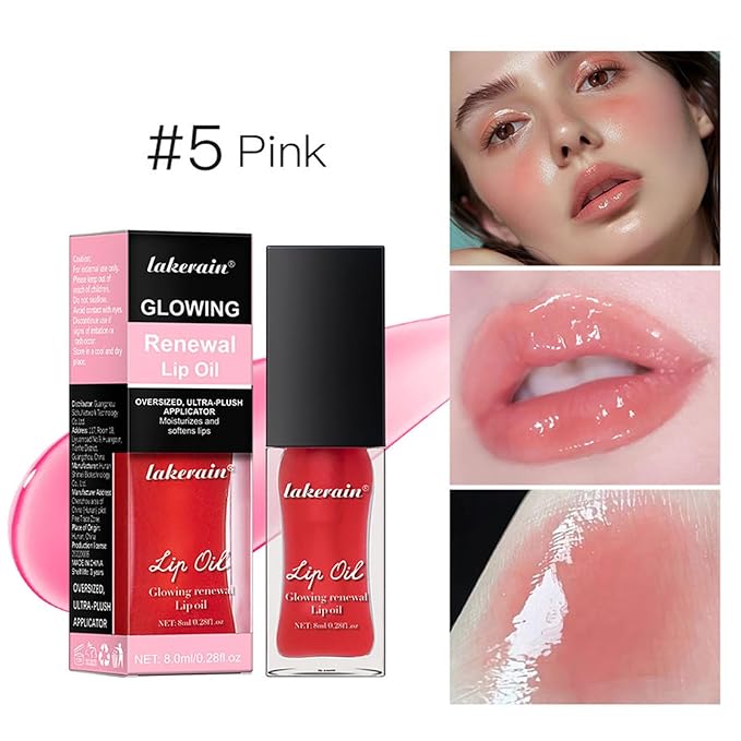 3 Colours Hydrating Lip Tinted Oil, Moisturizing Crystal Jelly Lip Gloss Ultra-Shiny Finish Soften & Smoothes Lips Texture Plumping Liquid Lipstick for Girls and Women