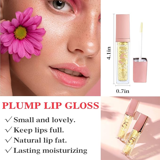 Lip Plumper Gloss,Moisturizing Lip Plumping Lip Gloss,Nourishing Lip Plump Lip Care Products,for Reducing Fine Lines and Smoothing Lips,Creating Elastic and Softer Lips