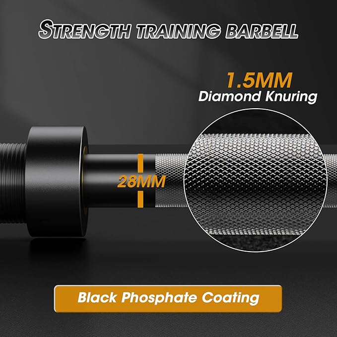 FEIERDUN Olympic Barbell EZ Curl Bar 47in/4ft/5ft/6ft/7ft for Weightlifting 2 inch 2 Spring