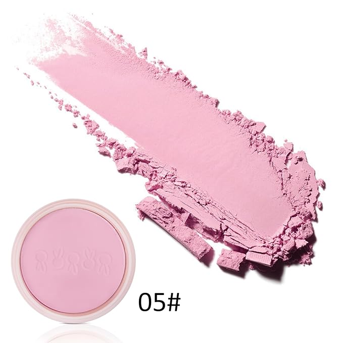 Boobeen Blush Compact for Face, Matte Baked Cream with Puff
