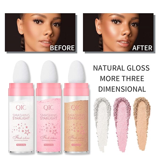 3 Colors Polvo De Hadas Highlighter Powder Stick Body Glow