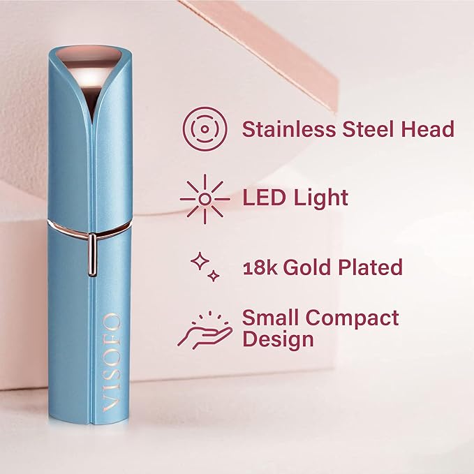 Facial Hair Removal for Women | Electric Razor Device Small Mustache Dermaplaning Remover Tools Tweezers Epilator Trimmer Face Dermaplane Shavers Beauty Gadgets Set Accessories by VISOFO (Topaz)