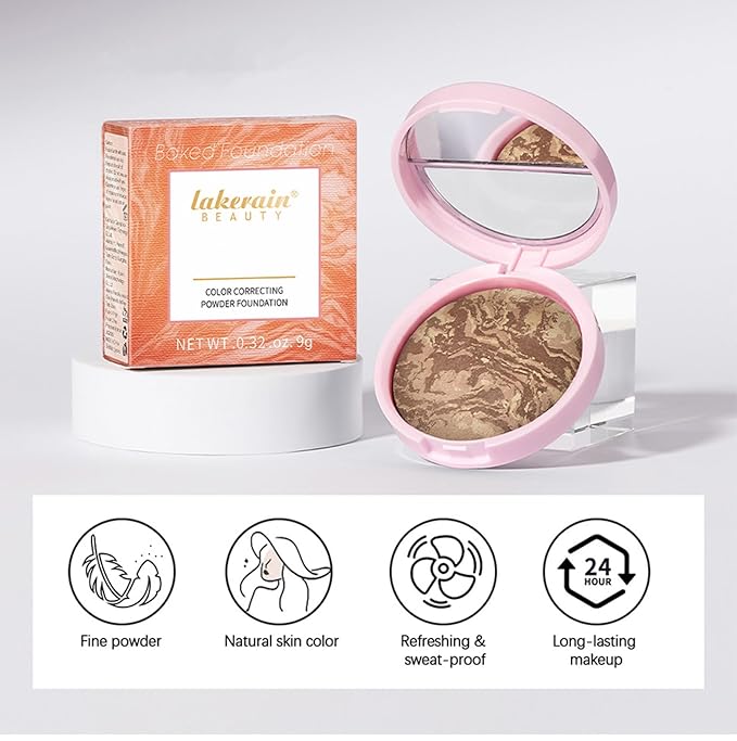 Go Ho Baked Bronzer Powder Makeup,Blush Glow Balance,Color Finish,03 Fair