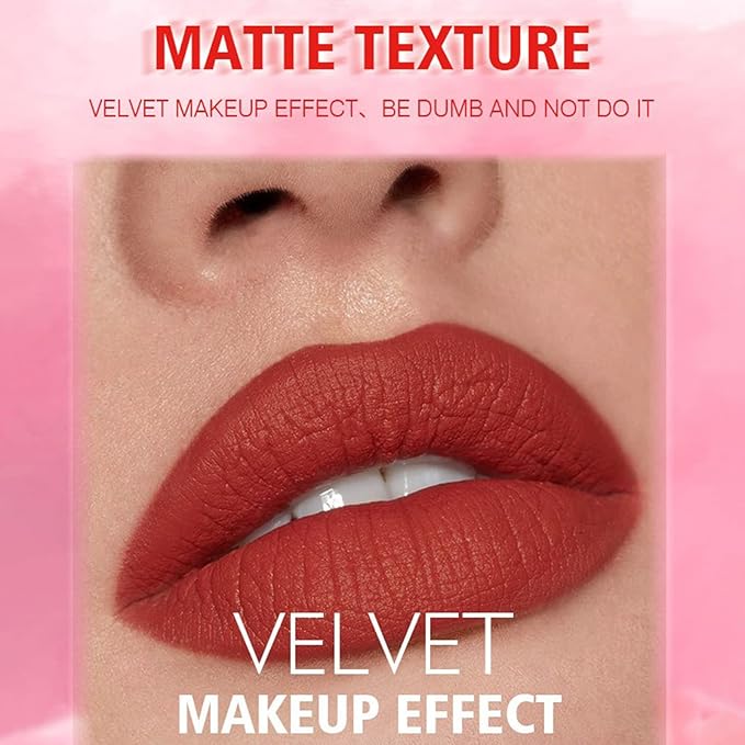 Mini Matte Lip Glaze Set, 16Pcs Liquid Lip Gloss with Gift Box, Rose Nude Red Lip Gloss Lip Stain Long Lasting Waterproof Non-Stick Lip Make Up Gift Set for Mum, Wife and Daughter