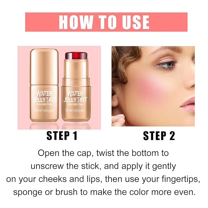 2PCS Jelly Blush Stick, Multi-Purpose Lip & Cheek