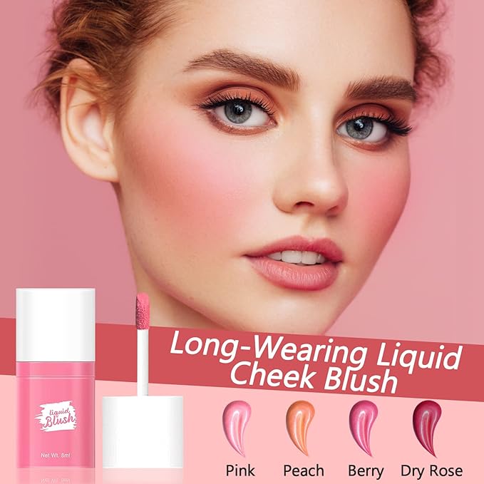 Liquid Blush,Luxsea Cream Blush Liquid Stick for Cheeks, Party (Pink)