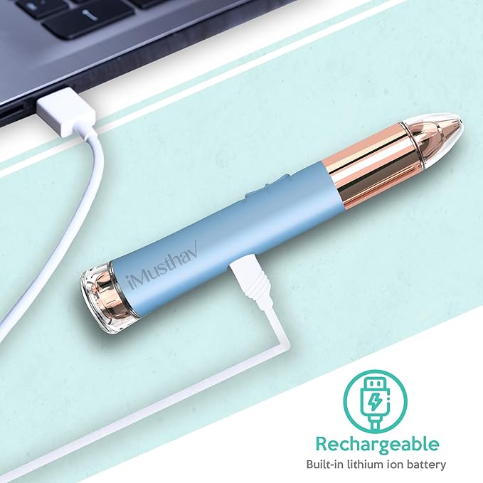 2-in-1 Portable Rechargeable Painless Eyebrow Trimmer & Facial Hair Remover, removes eyebrow, face, lips and body hair for women. 18K gold plated hypoallergenic heads, 360° LED light for Hair Remover