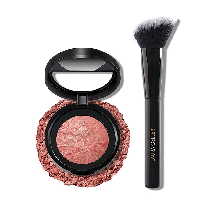 LAURA GELLER NEW YORK Baked Blush-n-Brighten Marbleized Blush + Angled Brush (08 Starfish Island, 47mm)
