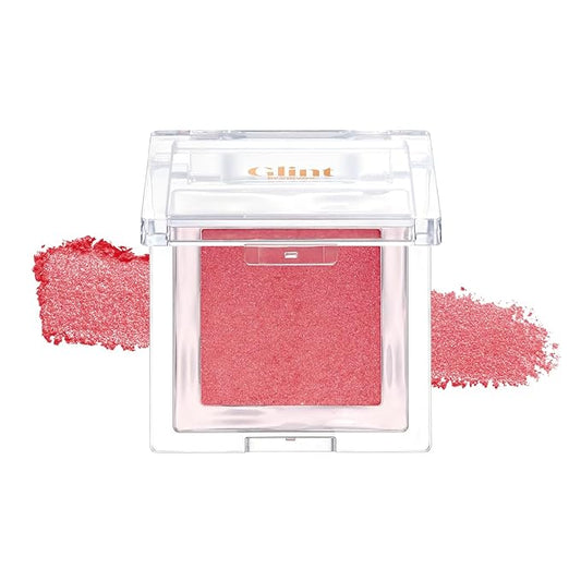 Glint Baked Blush (Strawberry Smoke, 0.08oz) - Long-Lasting, All-Day Face Blush Powder for a Natural Look. Korean Skin Care Makeup. Blendable Color for Eyes, Cheeks & Body.