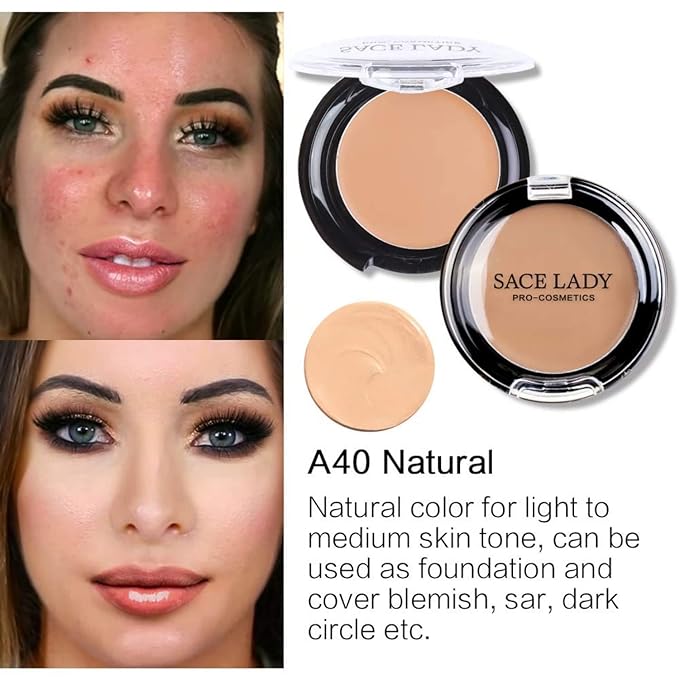 Waterproof Full Coverage Concealer With Primer Sponge Set, (0.2Fl, Natural)