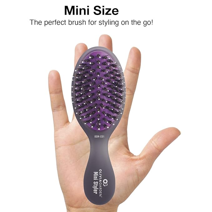 Olivia Garden OG Brush Styler, To Smooth and add Shine, All hair Types, pocket-size, perfect for travel, removable cushion, scalp hugging shape massages the scalp, for women, men and children, Black
