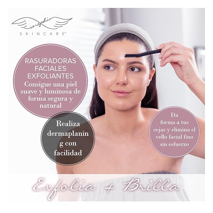 Seraphic Skincare Exfoliating Facial Razors Blades (3pc) – For Eyebrows, Peach Fuzz & Exfoliation – Dermaplane Face Razor for Women Face – Wheat Straw Handle & Swedish Stainless Steel Blades