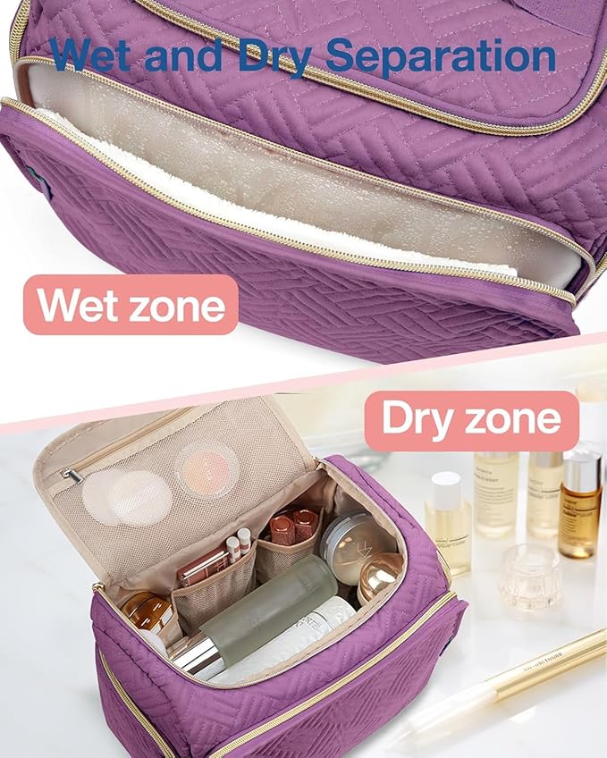 BAGSMART Travel Toiletry Bag, Large Wide-open Travel Bag for Toiletries, Makeup Cosmetic Travel Bag with Handle