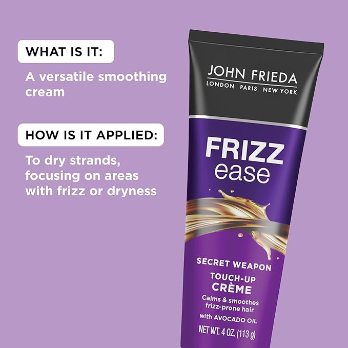 John Frieda Frizz Ease Secret Weapon Touch-Up Crème, Smoothing Cream for Flyaways, Frizz-Free & Split Ends, Infused with Avocado Oil to Seal in Moisture and Eliminate Flyaways, 4 Oz, Pack of 2