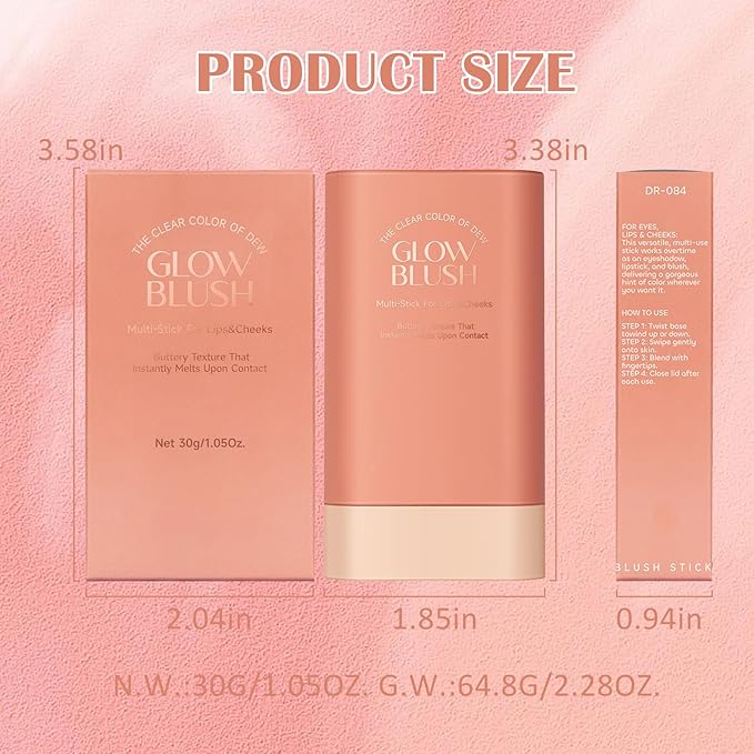 DAGEDA Cream Blush For Cheeks, 2-in-1 Face Blush (Hot Red)