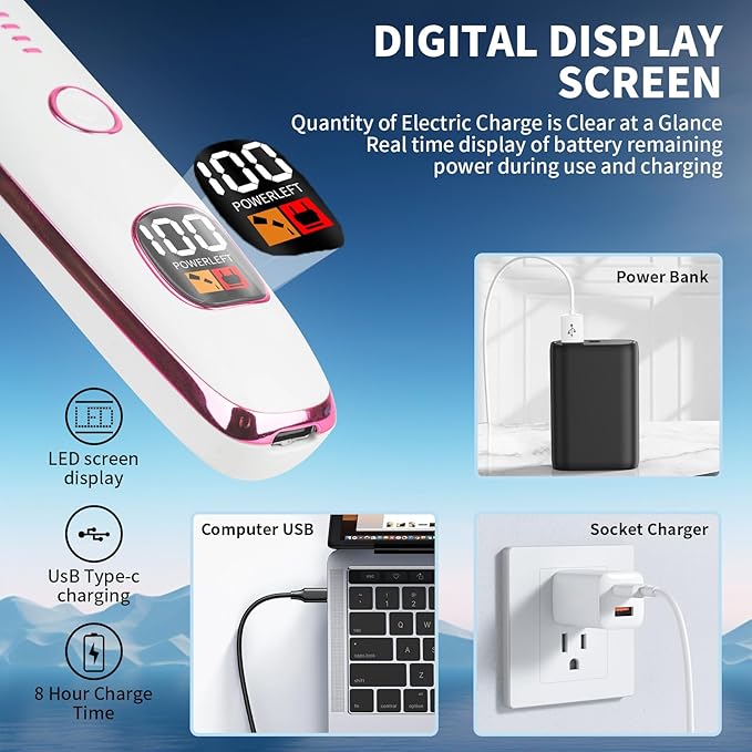 2025 Rechargeable Nose and Ear Hair Trimmer With LED Dispaly for Women Men,4 in 1 Painless Eyebrow & Facial Hair Trimmer with Powerful Motor,Ladies Wet & Dry Electric Razor for Travel (Pink)