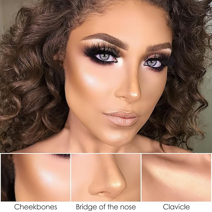 FOCALLURE 2 Pcs Mineral Cream Contour Stick,Moisturize Highlighter Illuminator Makeup,Medium-warm