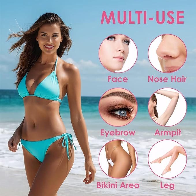 Upgraded 4 in 1 Electric Razors for Women, Portable Shaver with Digital LED Battery Display, Rechargeable Women Electric Trimmer for Face Arm Body Legs Underarm Bikini