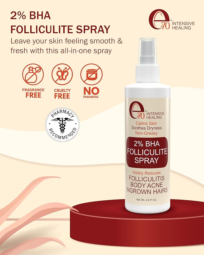 2% BHA Folliculitis Body Oil Spray - Salicylic Acid Body Mist with Tea Tree Oil & Aloe Vera - Spray Moisturizer for Dry Skin, Clogged Pores & Irritation, 4 fl. oz