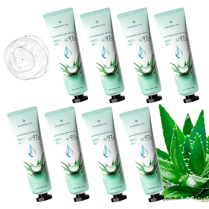 8PCS Aloe Vera Gel for Face & Skin,Organic Aloe Vera Gel,Hydrating After Sun Cream for Travel Size,Moisturizing Lotion for Skincare,After Sun Lotion for All Skin Type(E)
