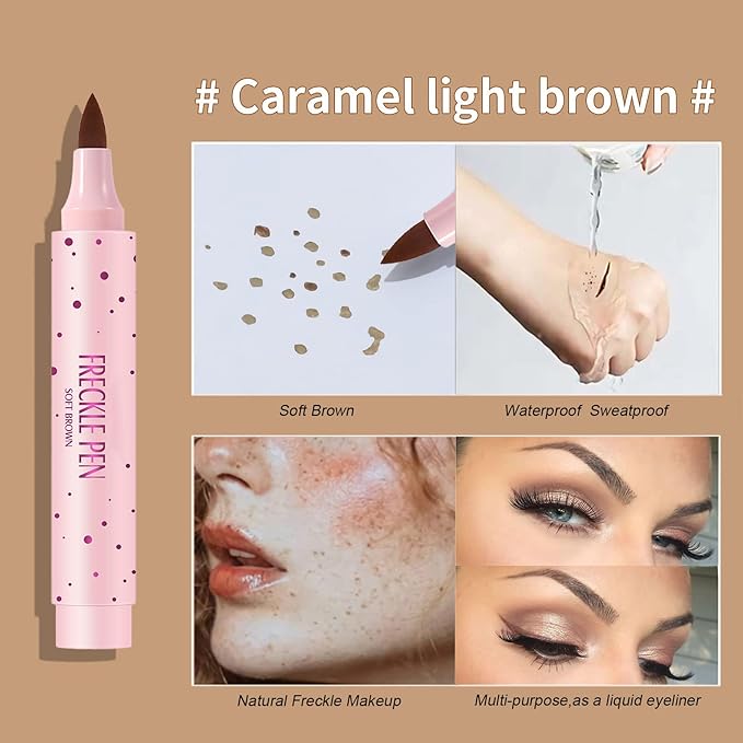 2 Colors Liquid Freckle Pen, Natural Lifelike Face Brown&Dark Brown
