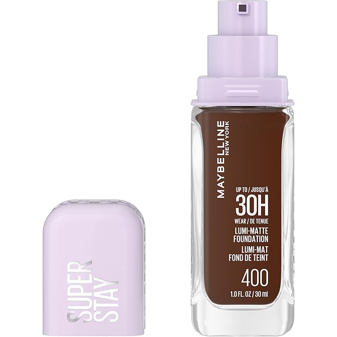 Maybelline Super Stay Lumi-Matte Foundation, Lightweight and Buildable Full Coverage Foundation Makeup For Up To 30HR Wear, 400, 1 Count